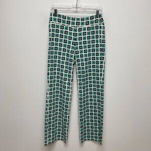 J Mclaughlin Green White Printed High Rise Pull On Carmel Catalina Cloth Pants S